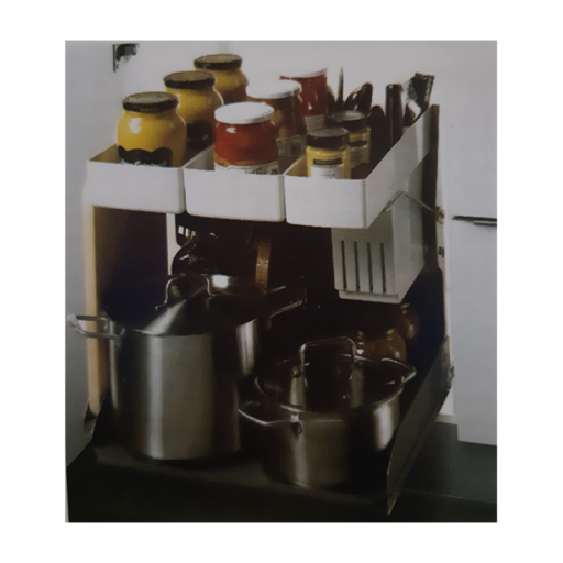 Giá để gia vị chai lọ nan vuông mạ crom cao cấp, ray âm giảm chấn 6060