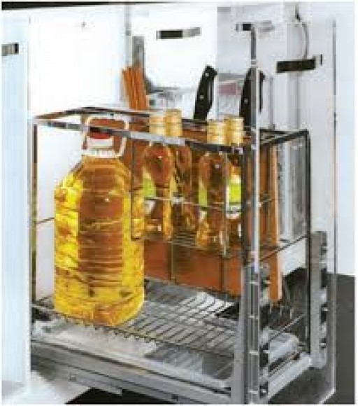 Giá đựng gia vị, chai lọ, dao thớt giảm chấn gắn liền, chất liệu Inox 304 nan dẹt cao cấp BK01.350