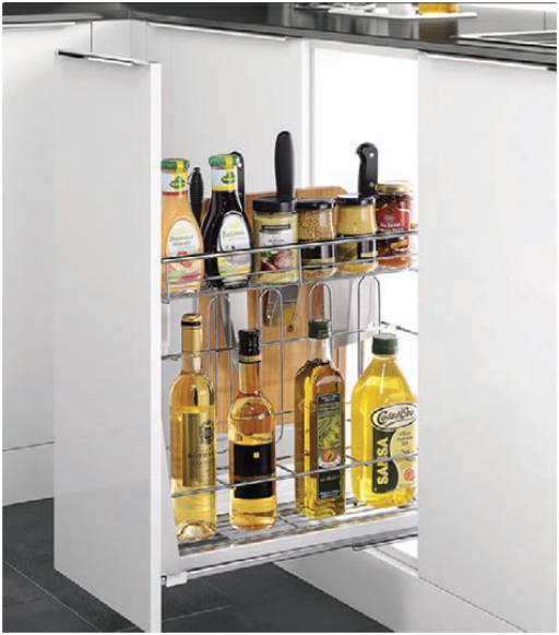 Giá đựng gia vị, chai lọ, dao thớt giảm chấn gắn liền, chất liệu Inox 304 nan dẹt cao cấp SP200