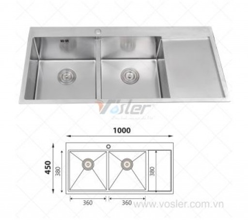 CHẬU RỬA CHÉN VOSLER INOX 304 VL-10045AD