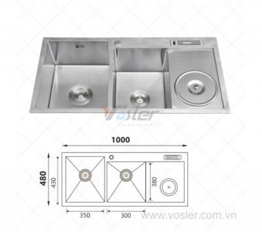 CHẬU RỬA CHÉN VOSLER INOX 304 VL-10048AD