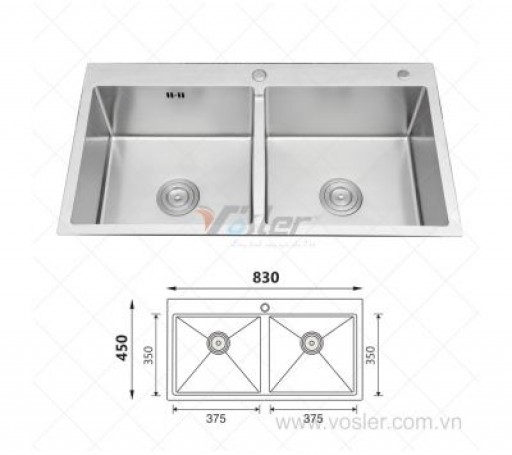 CHẬU RỬA CHÉN VOSLER INOX 304 VL-8345M