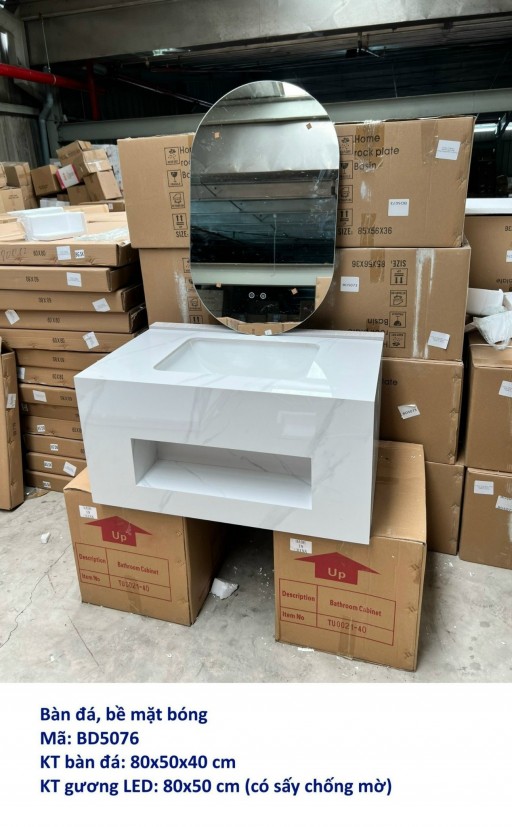 Combo bàn đá trắng vân mây có hộc