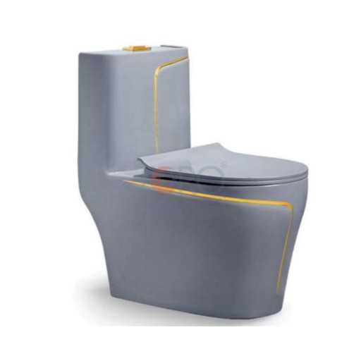 BỒN CẦU 1 KHỐI XÁM VIỀN VÀNG T-0894