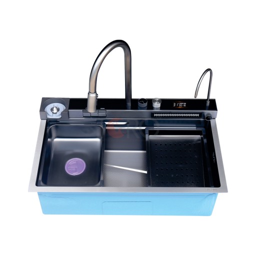 Combo chậu chén 3 phím và vòi nano đen