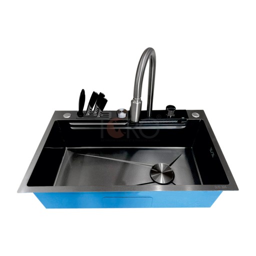 Combo chậu 2 phím + vòi nano đen