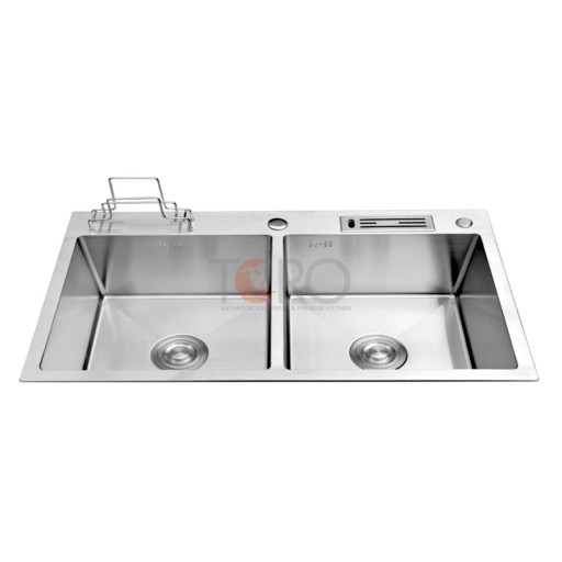 CHẬU RỬA CHÉN ĐÔI CÓ DẮT DAO VÀ DẮT THỚT KÈM BỘ XẢ