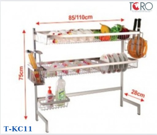 KỆ CHÉN ĐA NĂNG INOX 304 2 TẦNG KHUNG LIỀN