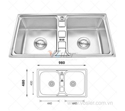 CHẬU RỬA CHÉN VOSLER INOX 304 VL-9848