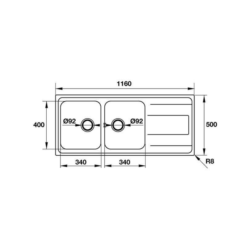 Chậu rửa chén inox Hafele - HELIAN 2B 1D 565.86.361