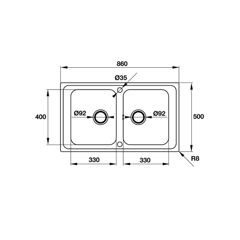 Chậu rửa chén inox Hafele - HELIAN 2B 565.86.351