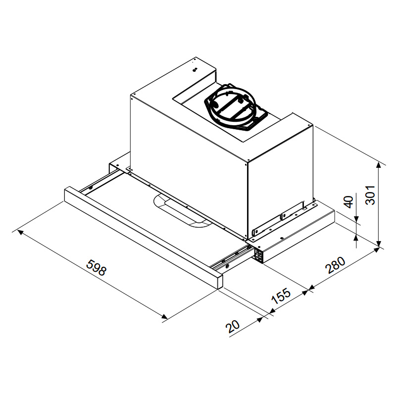 Máy hút mùi âm tủ mặt kính đen Hafele HH-TG90E - 539.81.075