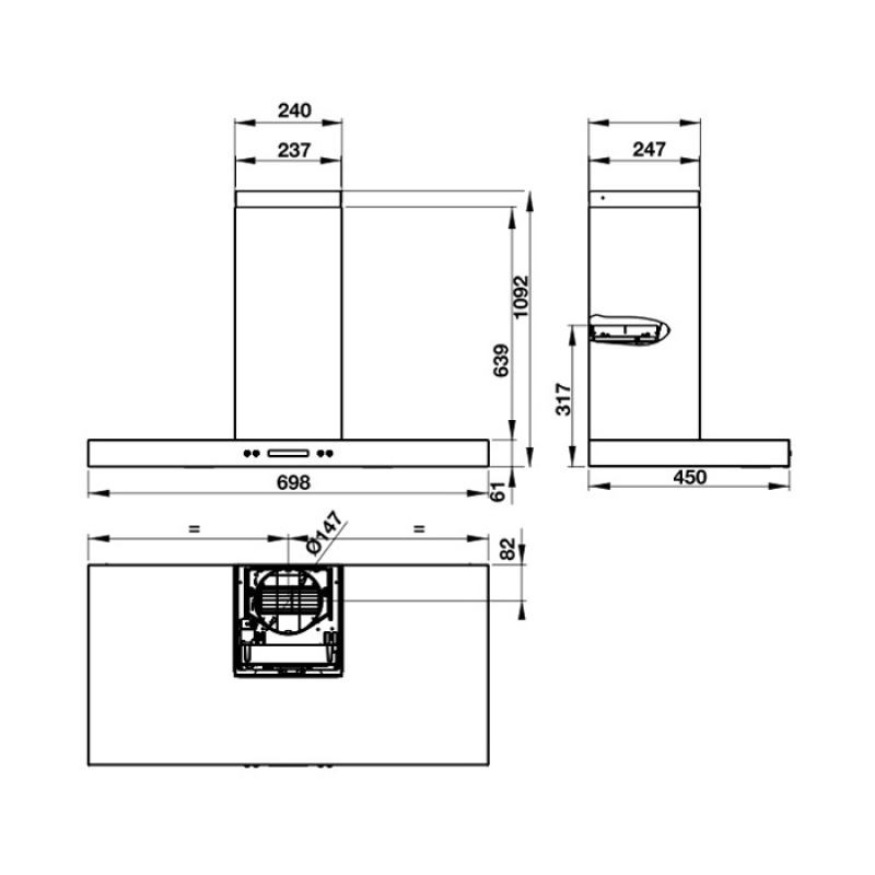 Máy hút mùi gắn tường Hafele HH-WI70B - 539.81.168
