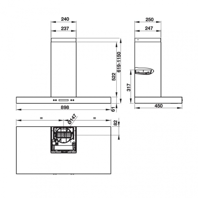 Máy hút mùi gắn tường Hafele HH-WI90B - 539.81.175