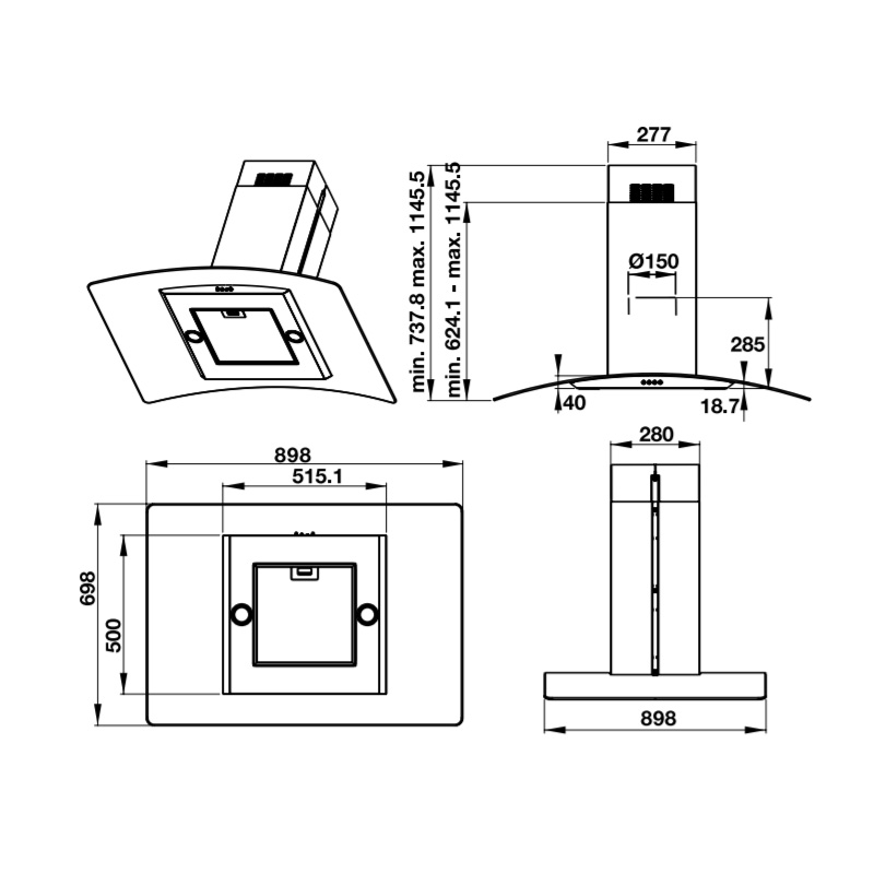 Máy hút mùi đảo Hafele HH-IG90B - 539.81.775