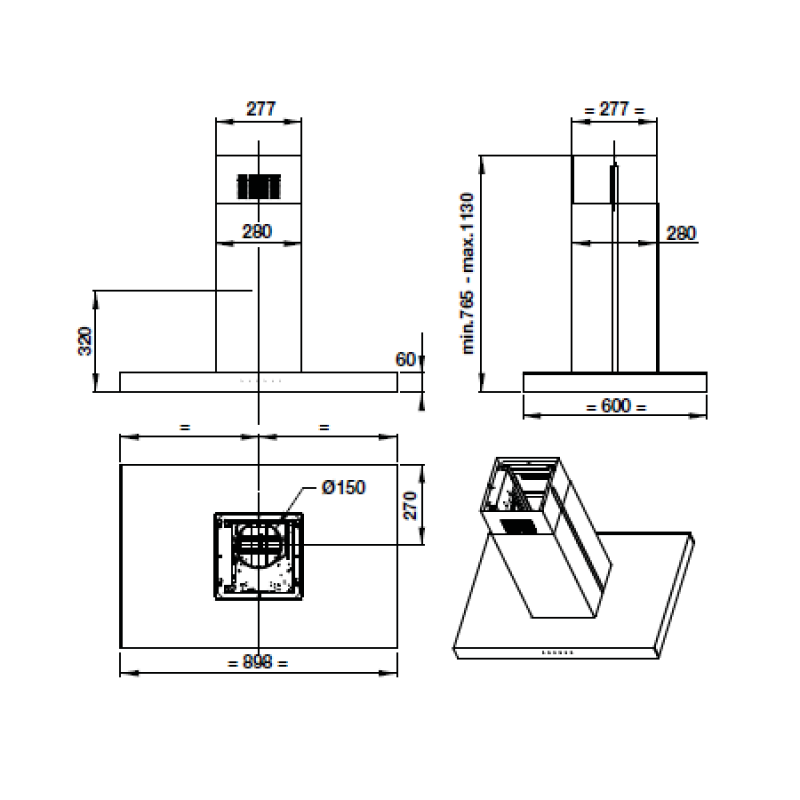 Máy hút mùi đảo 90cm Hafele HH-IS90A - 539.81.715