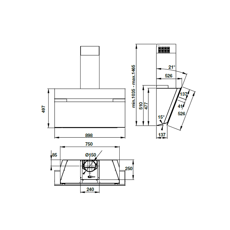 Máy hút mùi gắn tường Hafele HH-WVG90B - 539.89.335