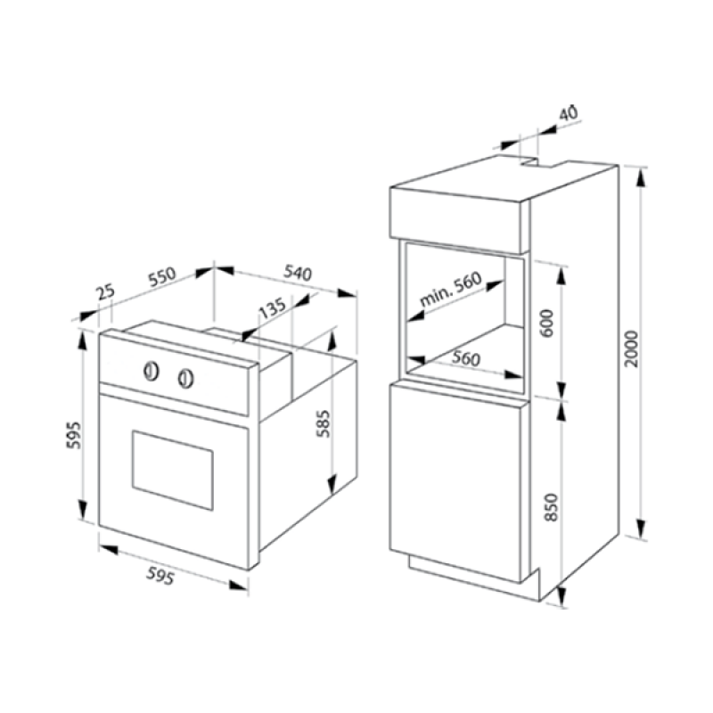 Lò nướng kết hợp hấp âm tủ Hafele HO-T60B - 535.02.711