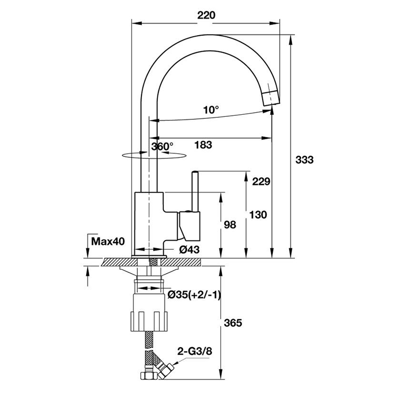 Vòi rửa chén Hafele AUGUSTUS HT-C220