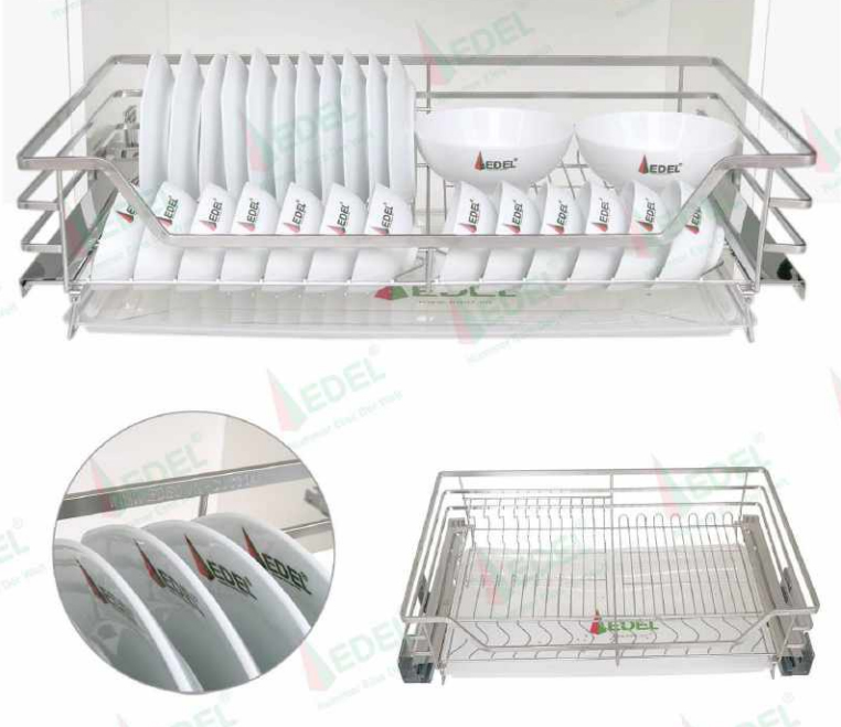 NGĂN KÉO ĐA NĂNG ĐỂ BÁT ĐĨA XOONG NỒI, GIẢM CHẤN CHẤT LIỆU INOX MỜ NAN DẸT 304 CAO CẤP EDEL