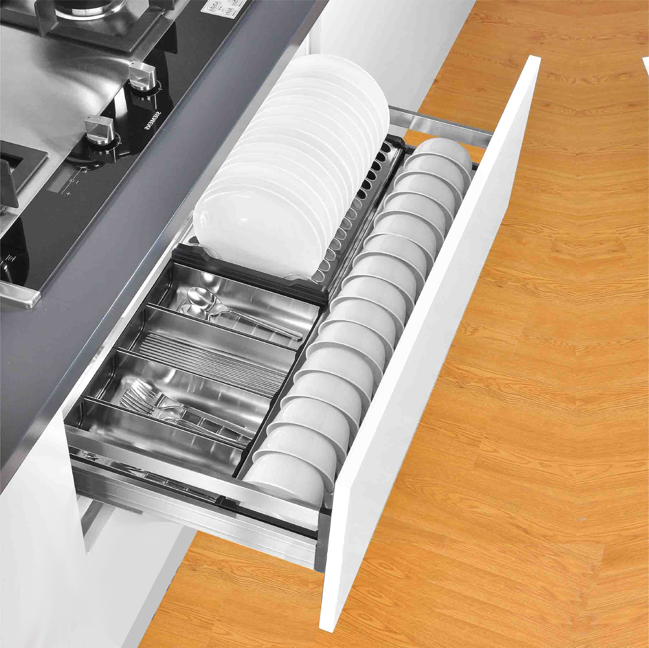 NGĂN KÉO ĐỰNG BÁT ĐĨA INOX HỘP 304 CAO CẤP EDEL EU01.800