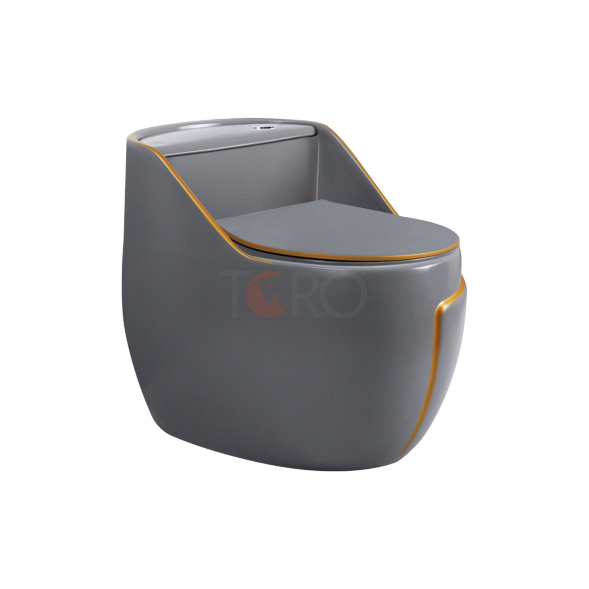 BỒN CẦU TRỨNG MÀU TRẮNG VIỀN VÀNG T-8008D