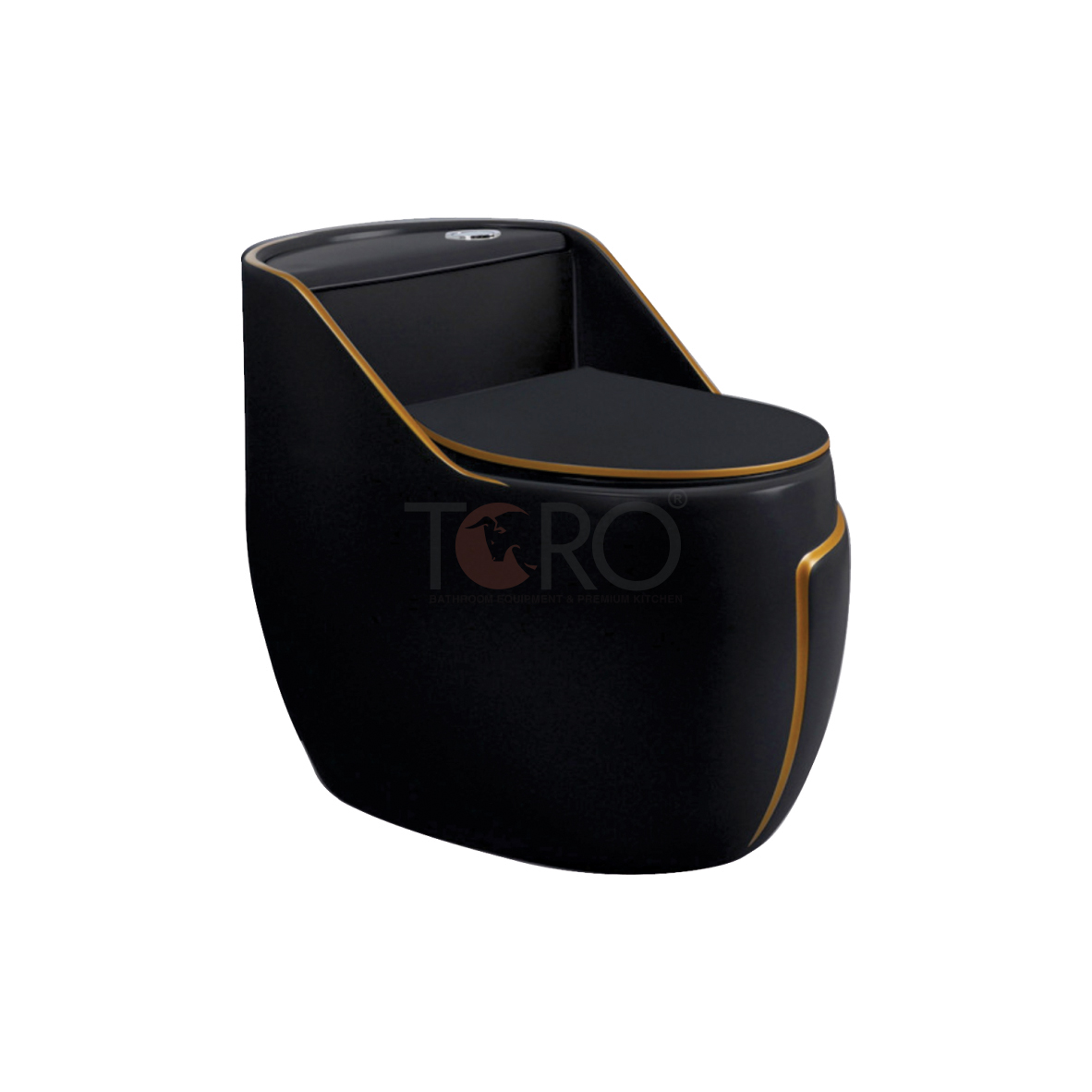 BỒN CẦU TRỨNG MÀU TRẮNG VIỀN VÀNG T-8008D