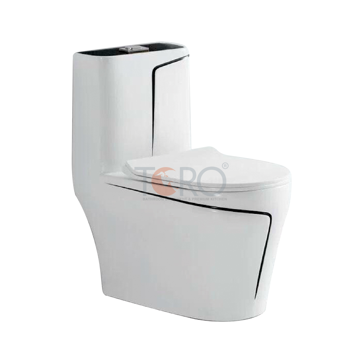 BỒN CẦU 1 KHỐI VIỀN ĐEN T-8872D