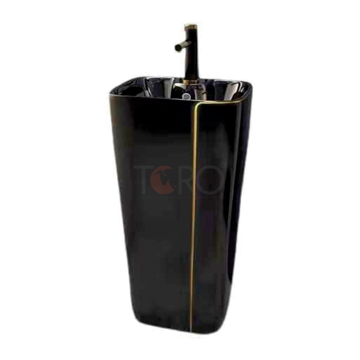 LAVABO TRỤ ĐỨNG MÀU XÁM VIỀN VÀNG CT-05
