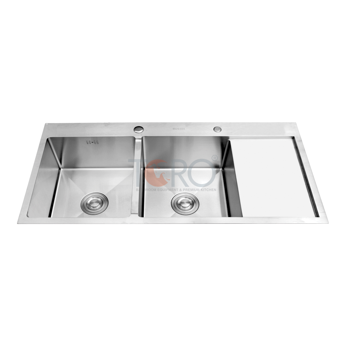CHẬU RỬA CHÉN 2 HỘC CÓ CÁNH KÈM BỘ XẢ