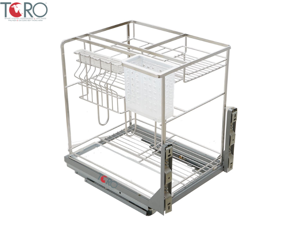 Kệ gia vị, dao thớt inox 304 ray giảm chấn