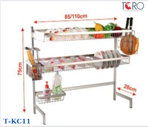 KỆ CHÉN ĐA NĂNG INOX 304 2 TẦNG KHUNG LIỀN