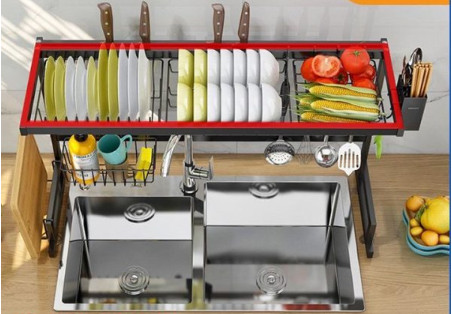 Kệ Chén Đa Năng INOX NANO ĐEN Dài 85cm – Khung Liền