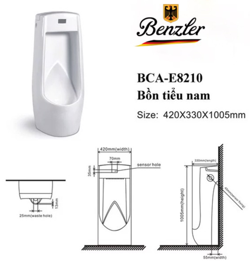 BÀN TIỂU NAM ĐẶT SÀN BENZLER BCA-E8210