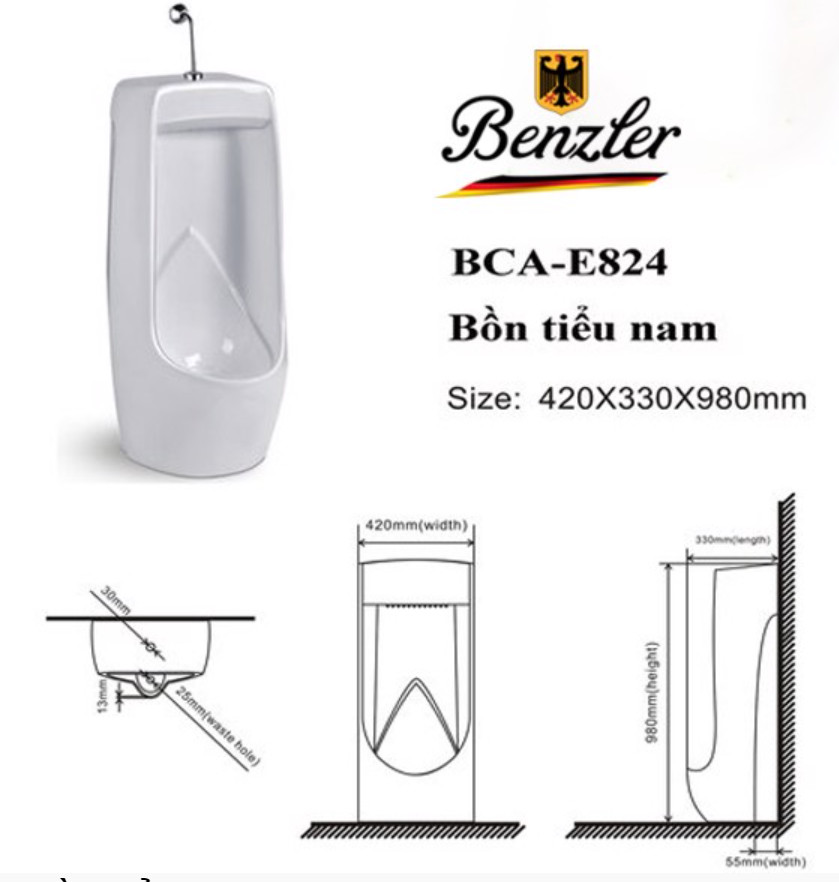 BỒN TIỂU NAM ĐẶT SÀN BENZLER BCA-E824